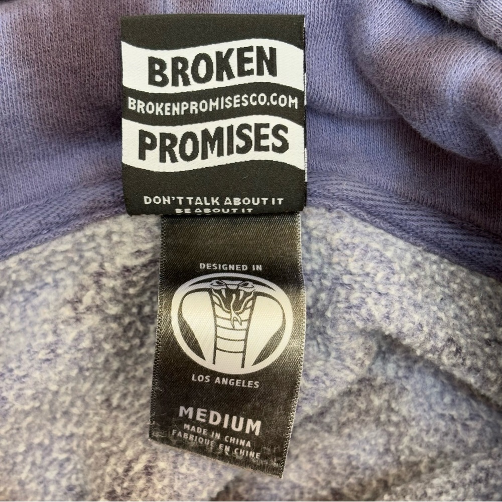Broken Promises Emotional Roller Coaster Tie Dye Hoodie Blue Unisex Size Medium - Picture 8 of 9